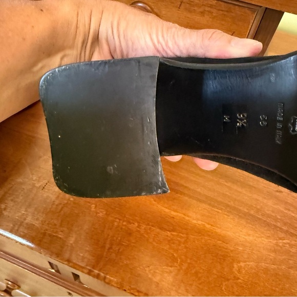 NEW Via Spiga Rambo Black Eru Calf Suede Loafers block heel size 9.5 slip on - Picture 9 of 13